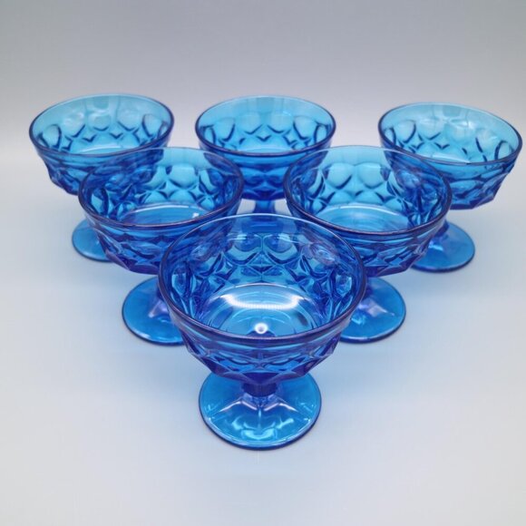 Vintage Noritake Perspective Cobalt Blue Aqua Sherbet Dessert Glasses | Set of 8 - Picture 8 of 9